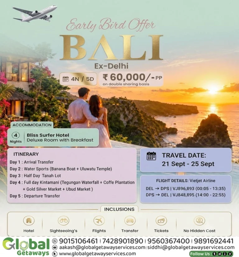 Bali Tour Package with Flights Ex Delhi Flyer – Global Getaways