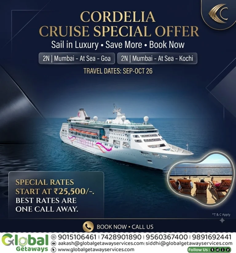 Cordelia Cruise Special Offer – Luxury Goa Kochi – Global Getaways