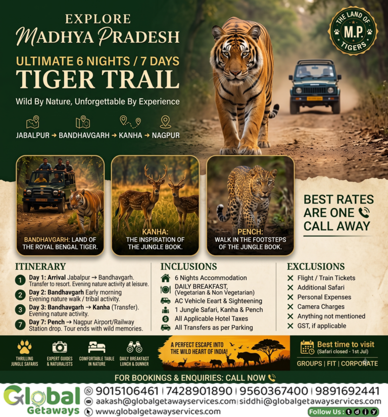 Explore Madhya Pradesh Ultimate Tiger Trail 6N 7D Flyer – Global Getaways
