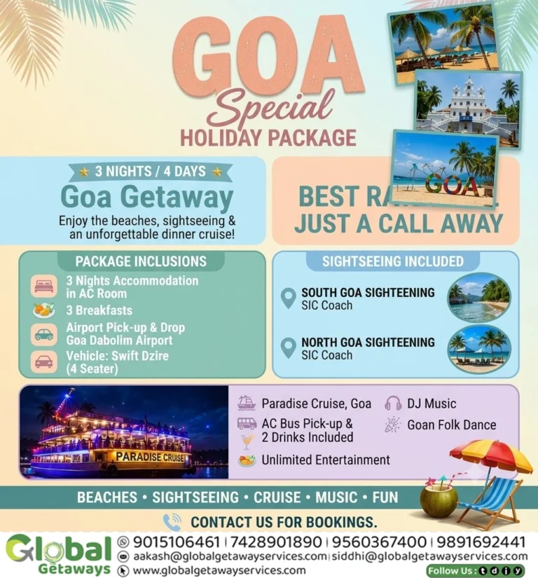 Goa Tour Package from Delhi 3 Nights 4 Days