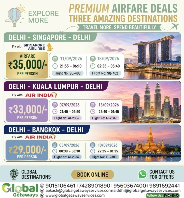 Exclusive International Flight Deals from Delhi September 2026 @ ₹29,000 | Lowest Price Guaranteed