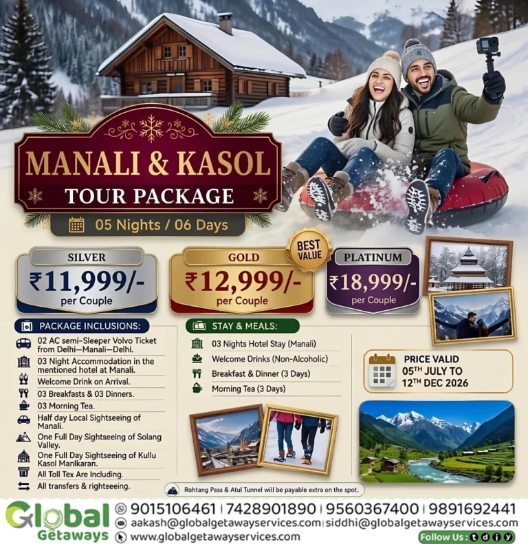 Cheap and Best Manali Kasol Tour Package from Delhi: ₹11,999