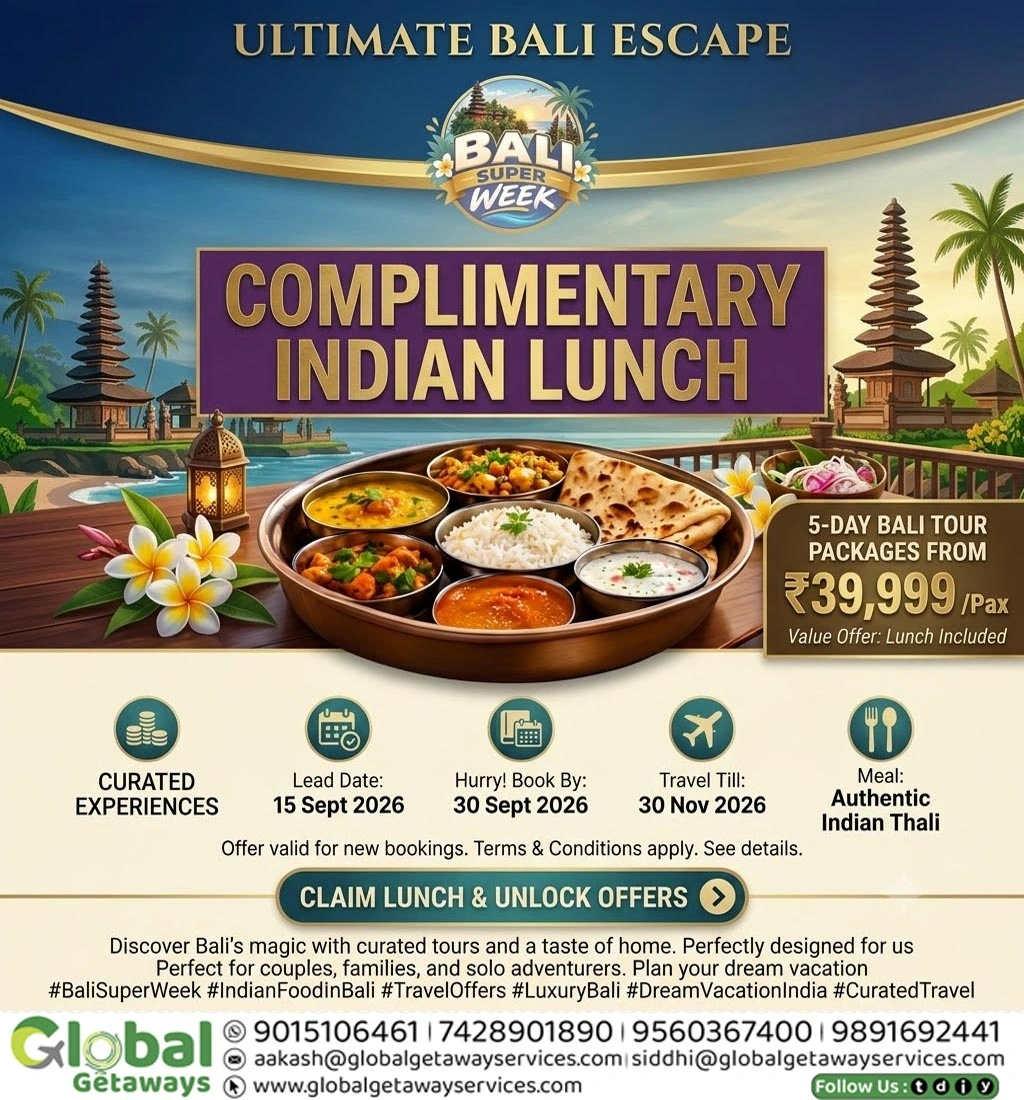 Bali Tour Package from Delhi with Indian Food: Best 5D Deal 1 Bali tour package from Delhi with Indian food featuring authentic royal Indian thali and Ulun Danu temple
