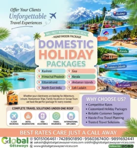 Domestic Holiday Packages from Delhi - Global Getaways 2 Domestic Holiday Packages from Delhi covering Kashmir Goa Kerala and Ladakh by Global Getaways East Delhi