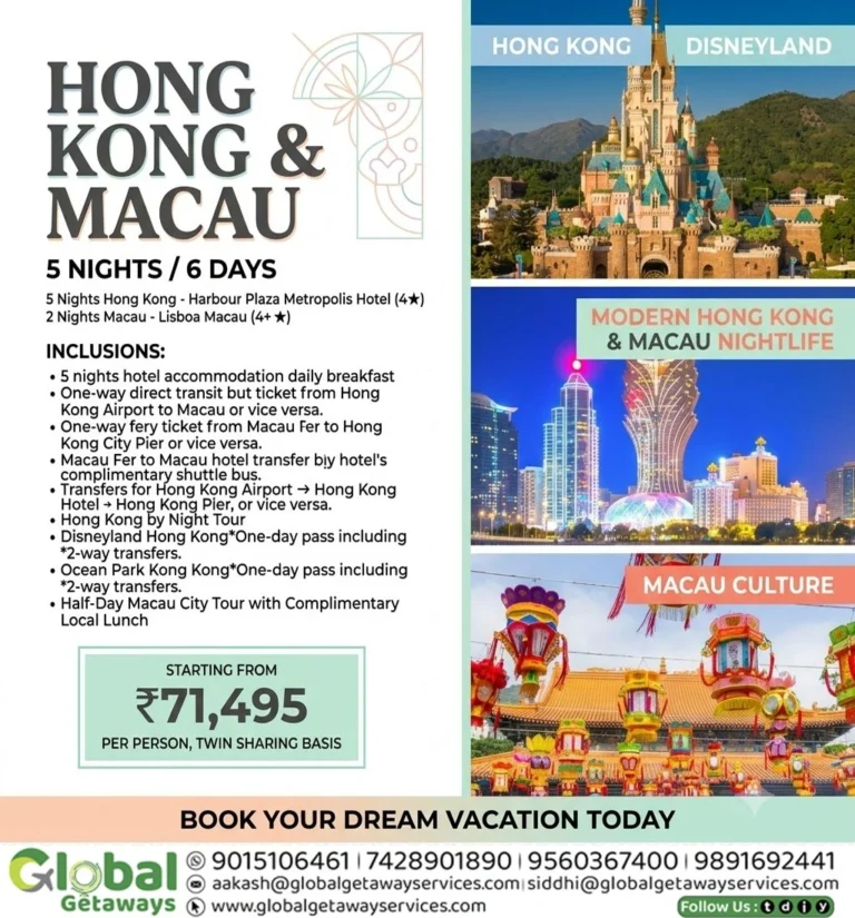 Hong Kong and Macau Tour Package from Delhi: 5N/6D @ ₹71,495