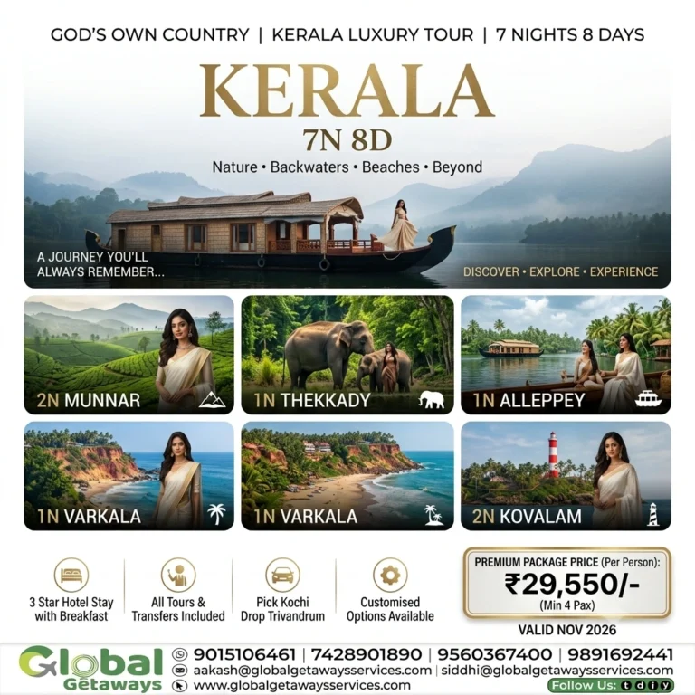 Kerala Tour Package from Delhi: Best 8D Luxury Deal