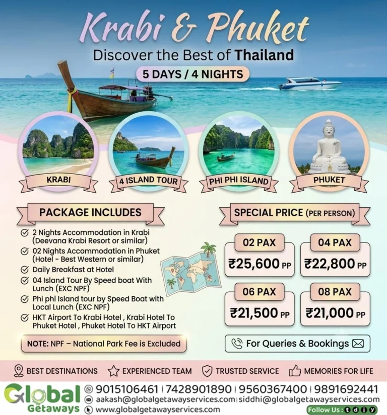 Phuket Krabi Tour Package from Delhi: 5D/4N Island Deal @ ₹21k