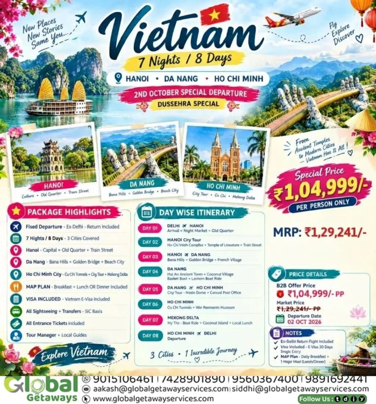 Vietnam Tour Package from Delhi: Curated 7N/8D Journey, 2nd October Departure
