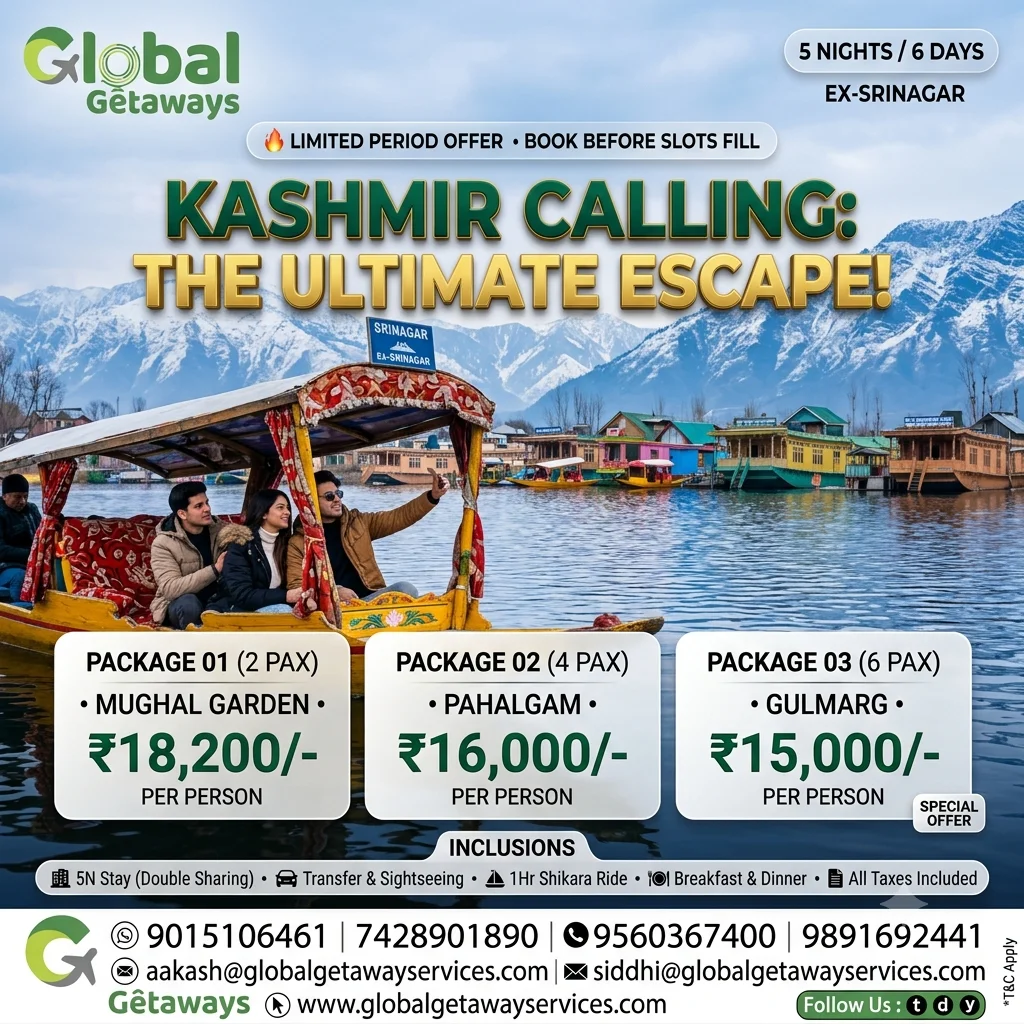 Kashmir Tour Package from Delhi: Best 5N Deal from ₹15,000 1 Kashmir Tour Package from Delhi: Best 5N Deal from ₹15,000