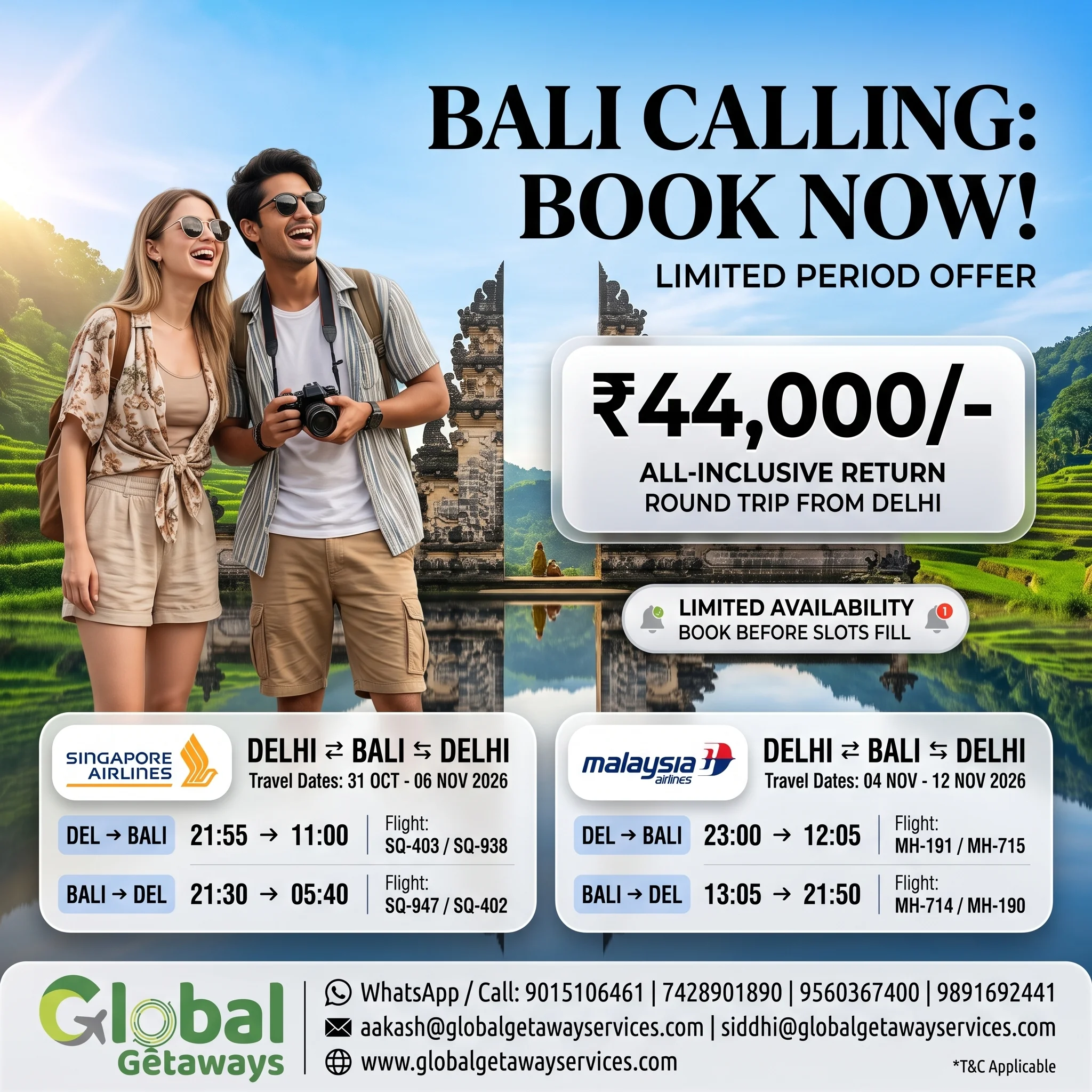 Delhi to Bali Flight Deals: Best Return Airfare @ ₹44,000