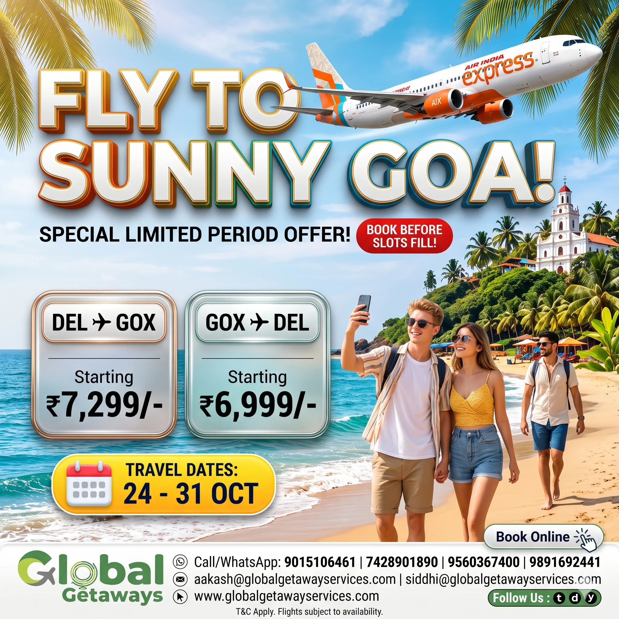 Delhi to Goa Flight Deals: Best Airfares from ₹6,999 (24-31 Oct) 1 Delhi to Goa Flight Deals: Best Airfares from ₹6,999 (24-31 Oct)