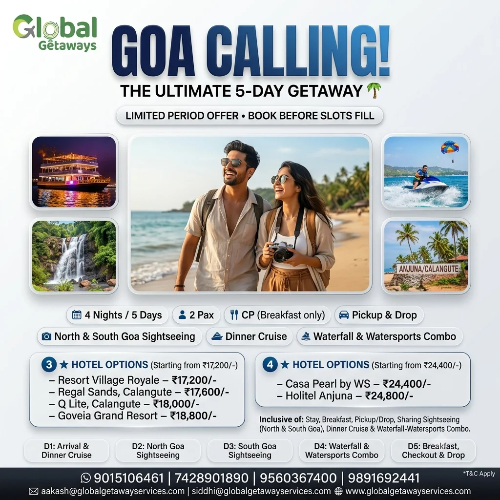 Goa Tour Package from Delhi: Best 5-Day Deal @ ₹17,200