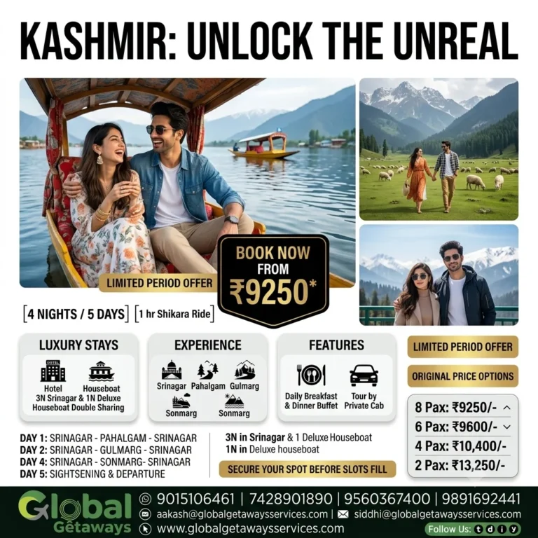 Kashmir Tour Package from Delhi: 5D Deal from ₹9,250