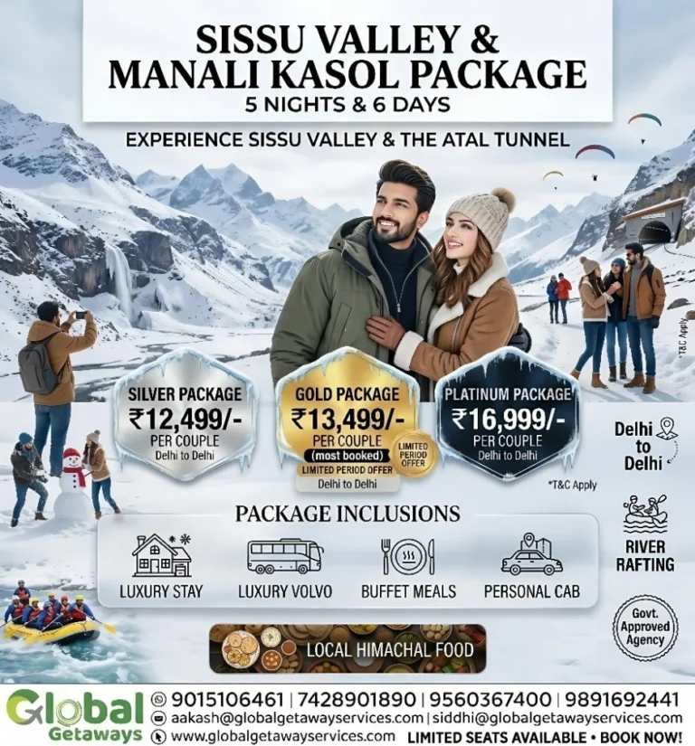 Manali Kasol Tour Package from Delhi: 6D Deal ₹12,499