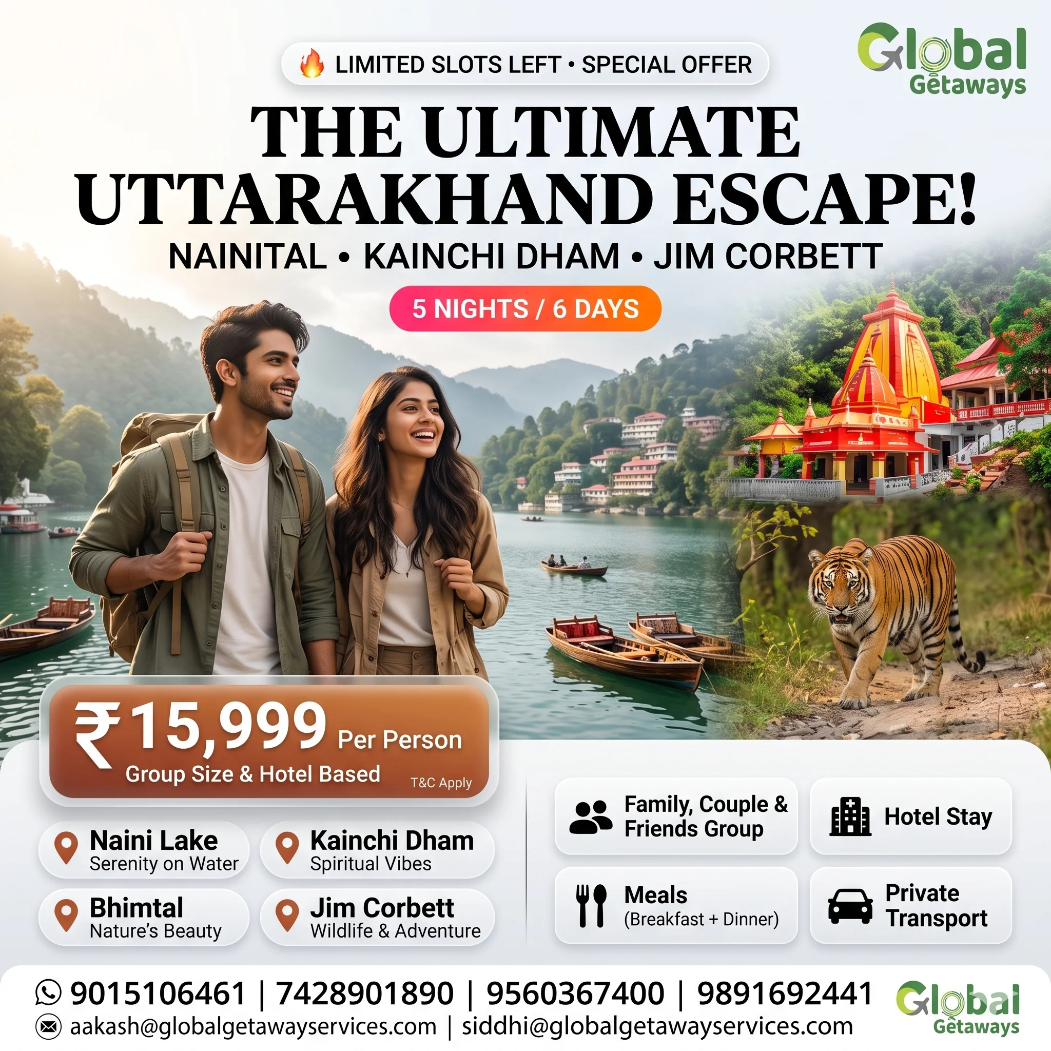 Nainital Jim Corbett Tour Package from Delhi: Best 6-Day Deal 1 Nainital Jim Corbett tour package from Delhi starting @ ₹15,999/person! 5N/6D with Kainchi Dham, Bhimtal, Corbett safari, meals & private cab. Book now!