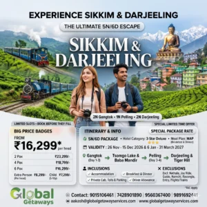 Sikkim Darjeeling Tour Package from Delhi: 5N/6D @ ₹16,299