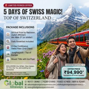 Switzerland Tour Package from Delhi: Best 5-Day Deal @ ₹94,990