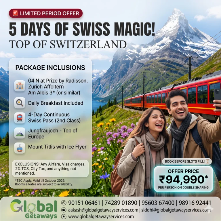 Switzerland Tour Package from Delhi: Best 5-Day Deal @ ₹94,990
